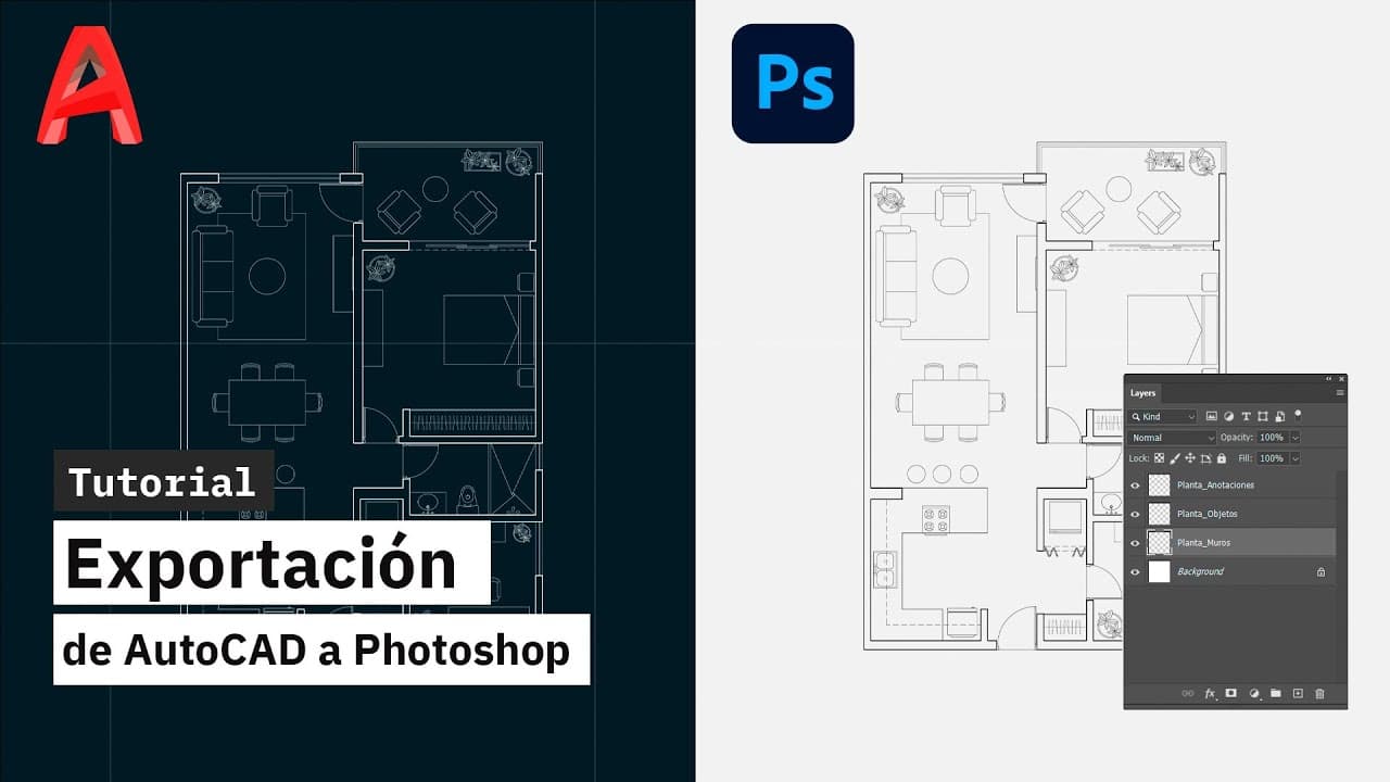 Thumbnail del video: AutoCAD a Photoshop: como pasar tus planos con alta calidad y flexibilidad a cambios